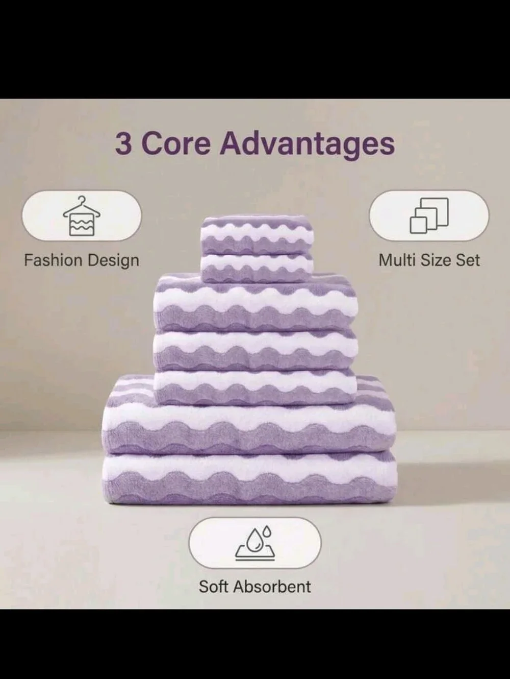 Striped Purple and White Bath Towel Set 16 Pcs SUPER ABSORBENT